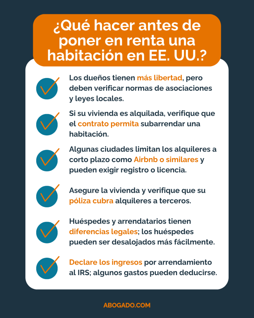 ¿Cuáles son las consecuencias legales si arrienda una habitación en su casa o apartamento?